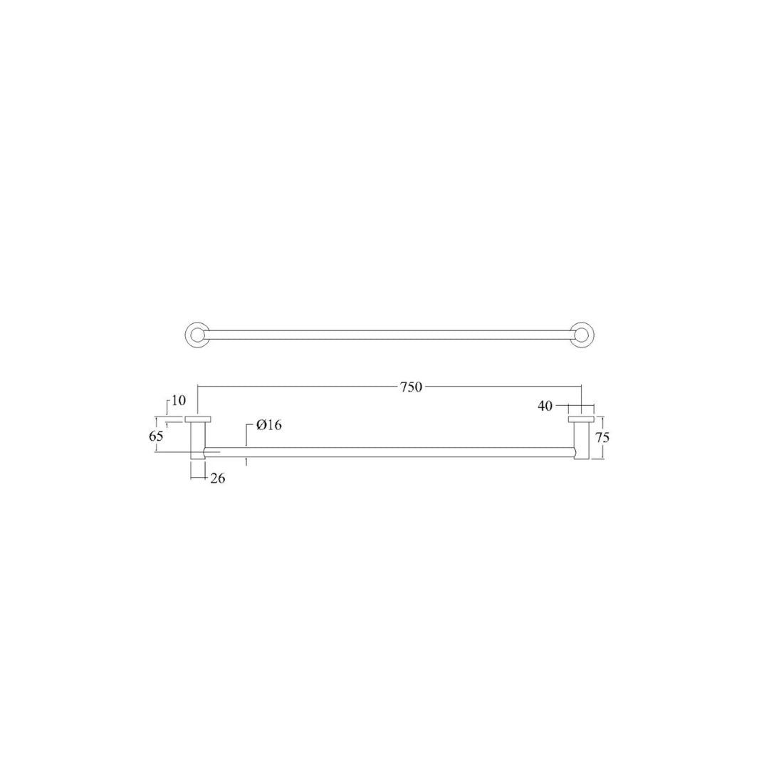 ALTO Single Towel Rail 750mm - Chrome drawing