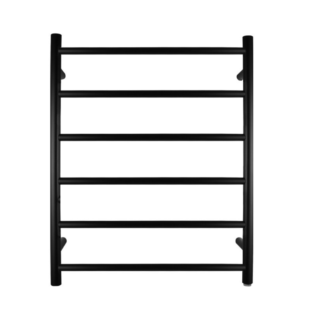 Black heated towel rack 6 bars