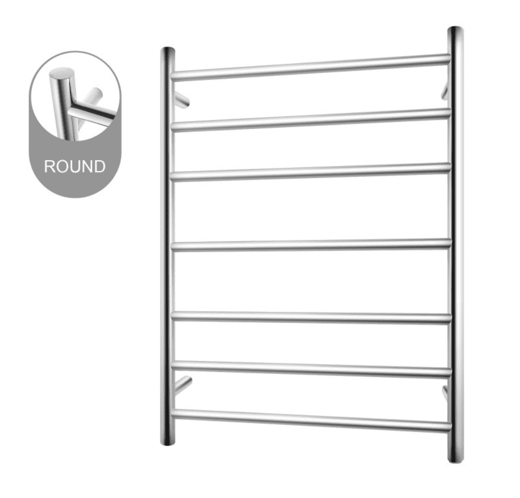 Chrome round heated towel rack 7 bars