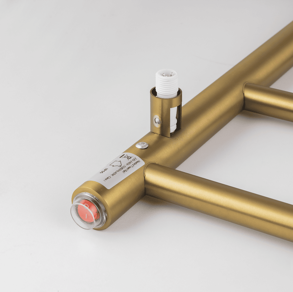 Brushed brass heated towel 6 bars on/off switch