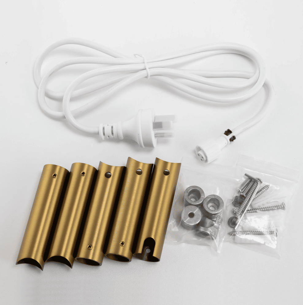 Brushed brass heated towel 6 bars cord, bolts, nuts