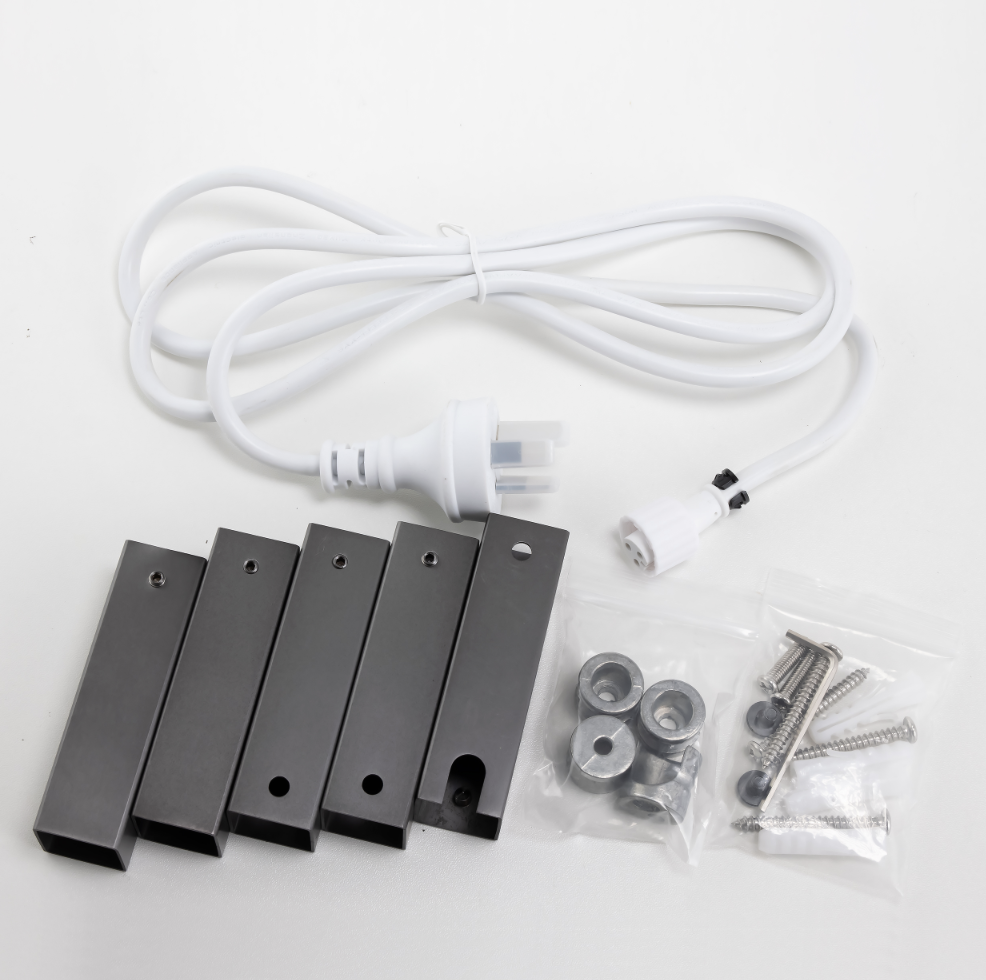 Square brushed gunmetal heated towel rack 4 bars cord bolts and nuts