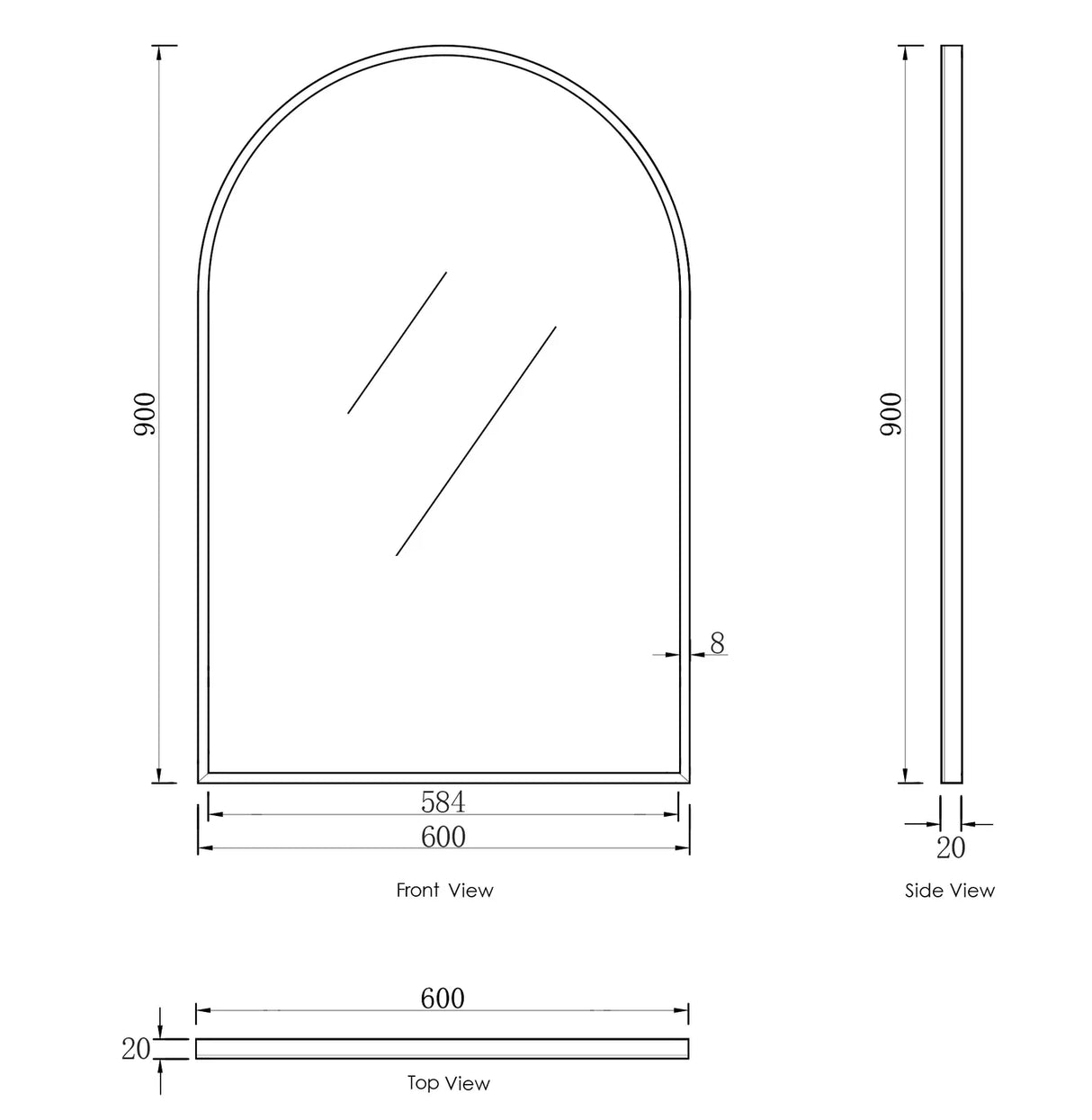 Archie 900x600mm Tuffi Mirror