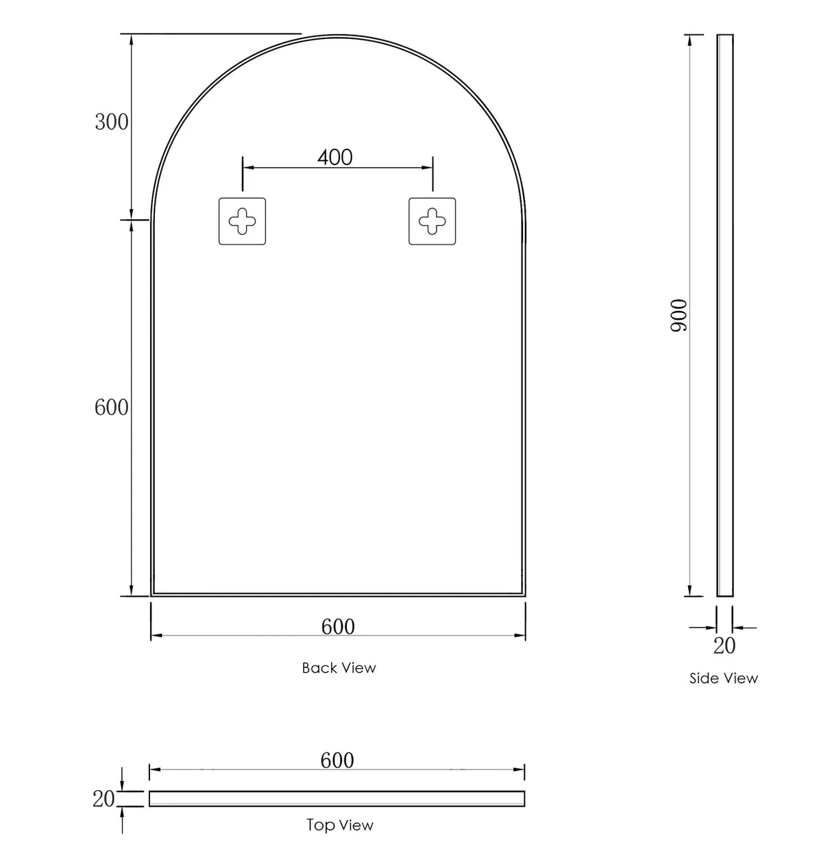 Archie 900x600mm Tuffi Mirror