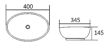 Artis Oval 400x345x145 Basin drawing specification