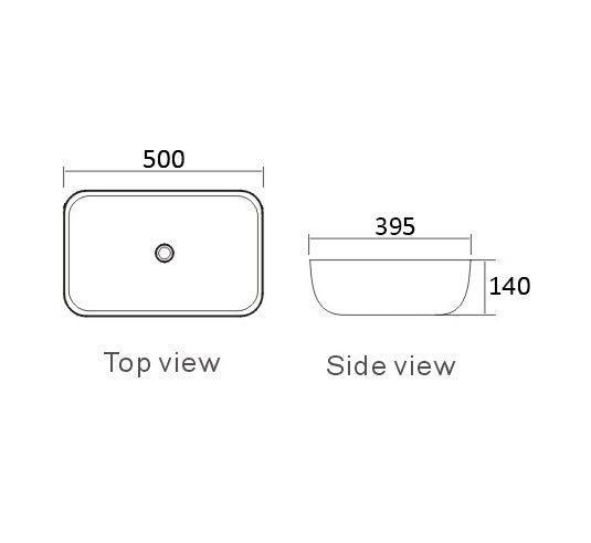 Artis Square 500x395x140 Gloss White Basin drawing