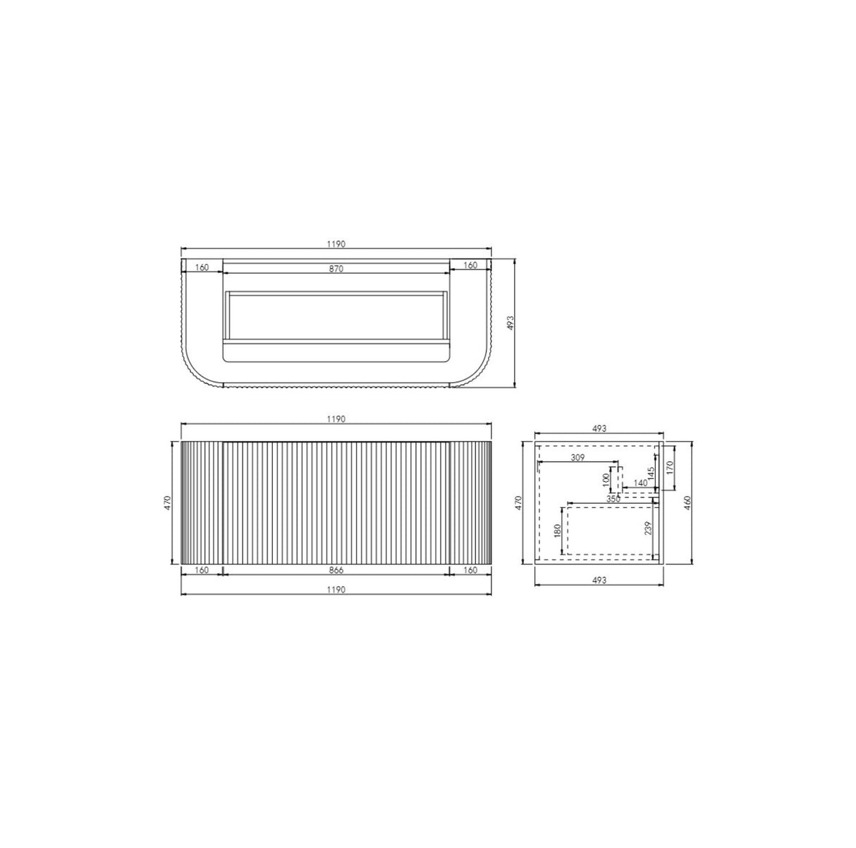 Avalon 1200mm Wall Hung Vanity drawing