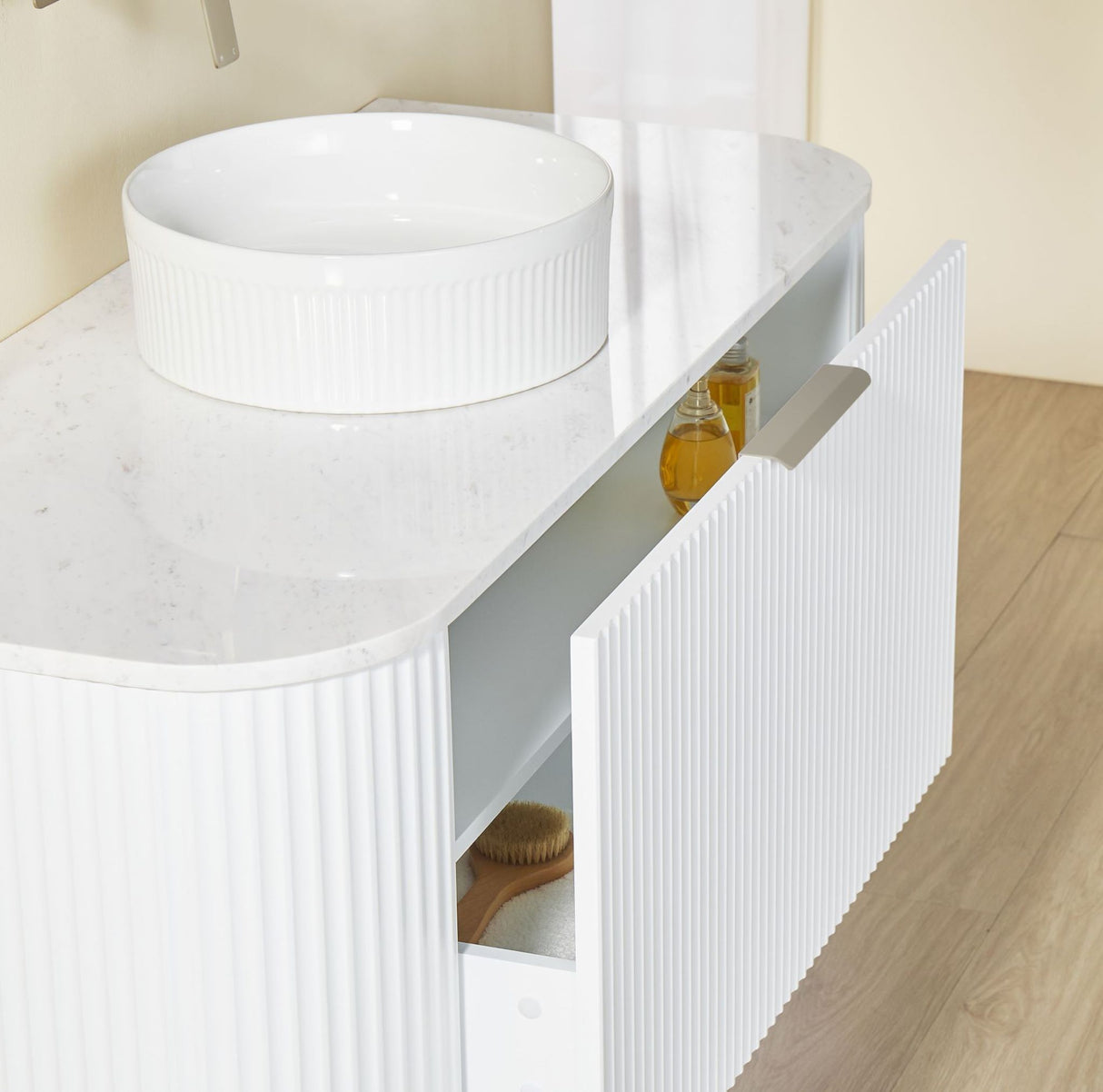 Avalon 1200mm Matte White Wall Hung Vanity side details