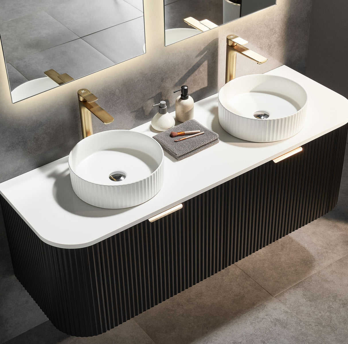 Avalon 1500mm Matte Black Wall Hung Double Vanity