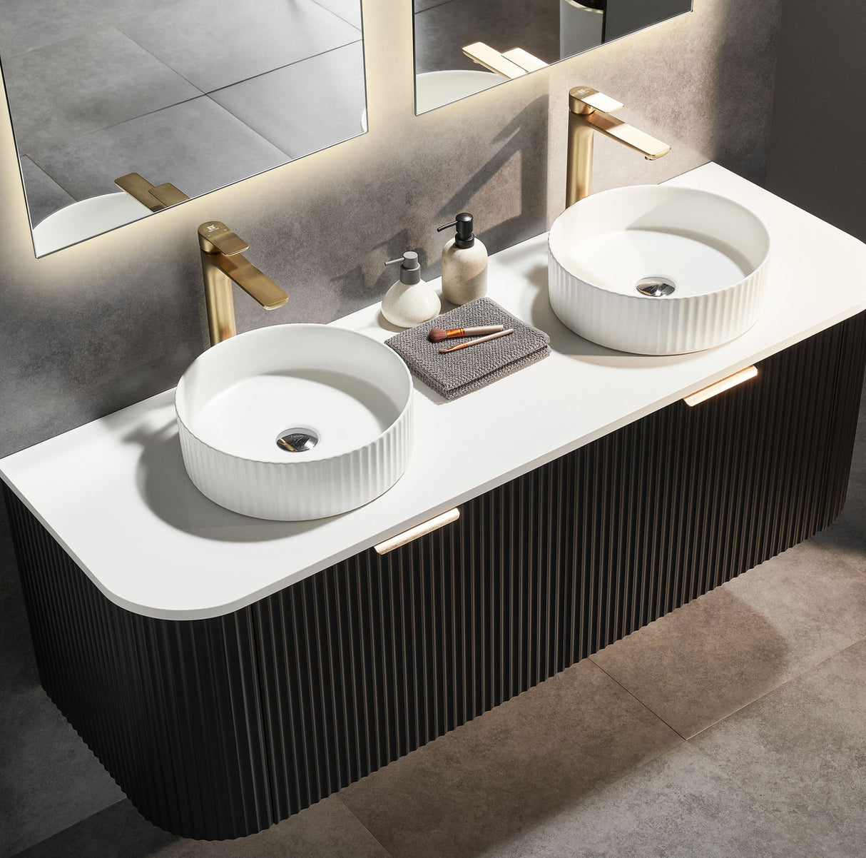 Avalon 1800mm Matte Black Wall Hung Double Vanity