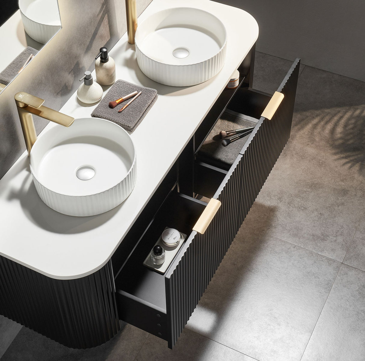 Avalon 1800mm Matte Black Wall Hung Double Vanity