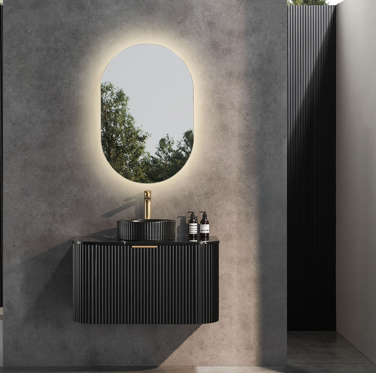 Avalon 600mm Matte Black Wall Hung Vanity