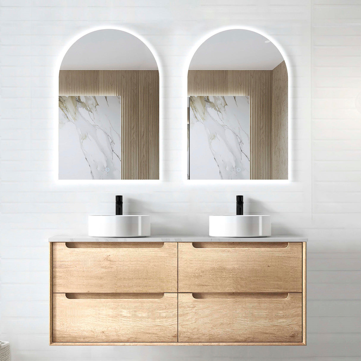Byron Double Bowl Vanity 1200mm - Natural Oak