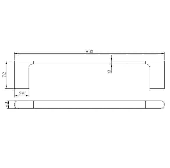 Bellino Single Towel Rail 800mm drawing details