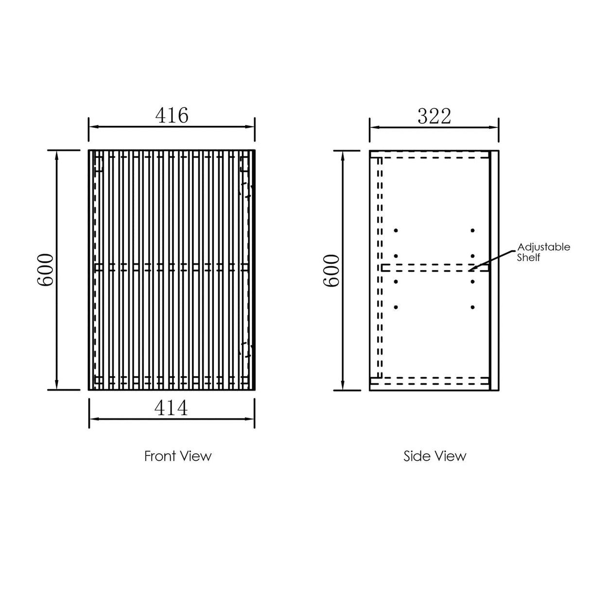 Bondi Laundry 415 Fluted White Wall Cabinet drawing