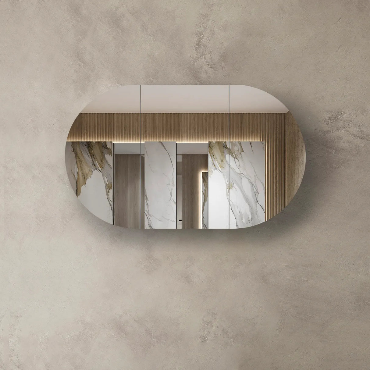 Bondi Natural Oak Shaving Cabinet - 1200 x 750mm front view