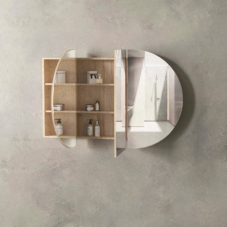 Open Bondi Natural Oak Shaving Cabinet - 1500 x 900mm mounted in the wall