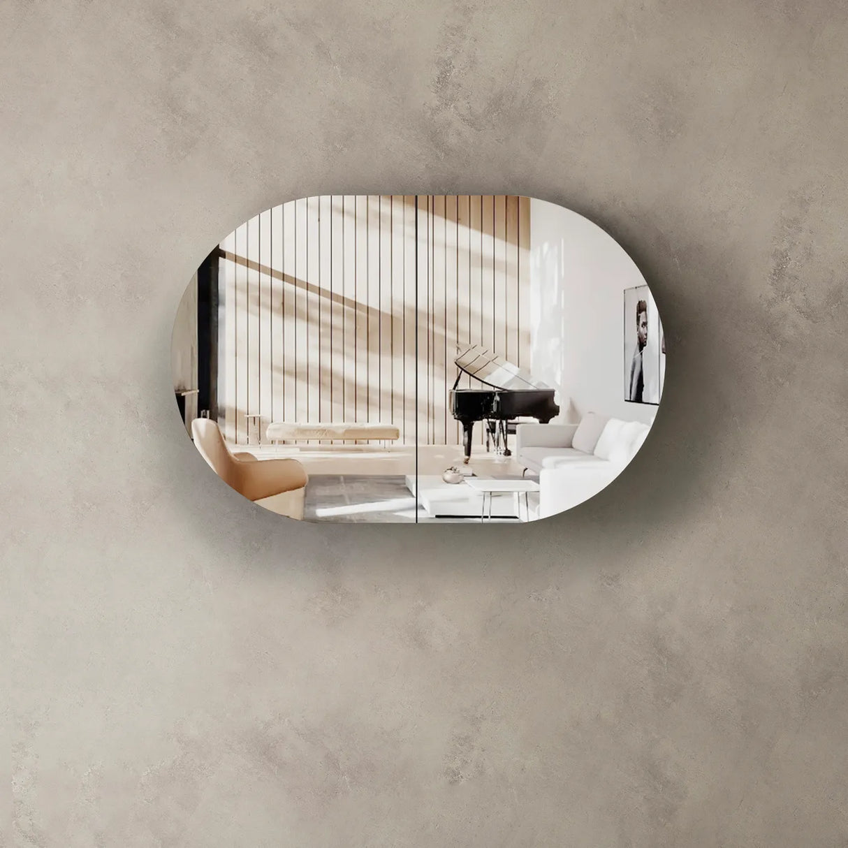 Bondi Natural Oak Shaving Cabinet - 900 x 600mm Front view