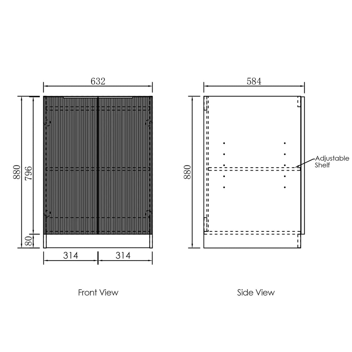 Bondi White Laundry Kit 1305x600x2100 drawing