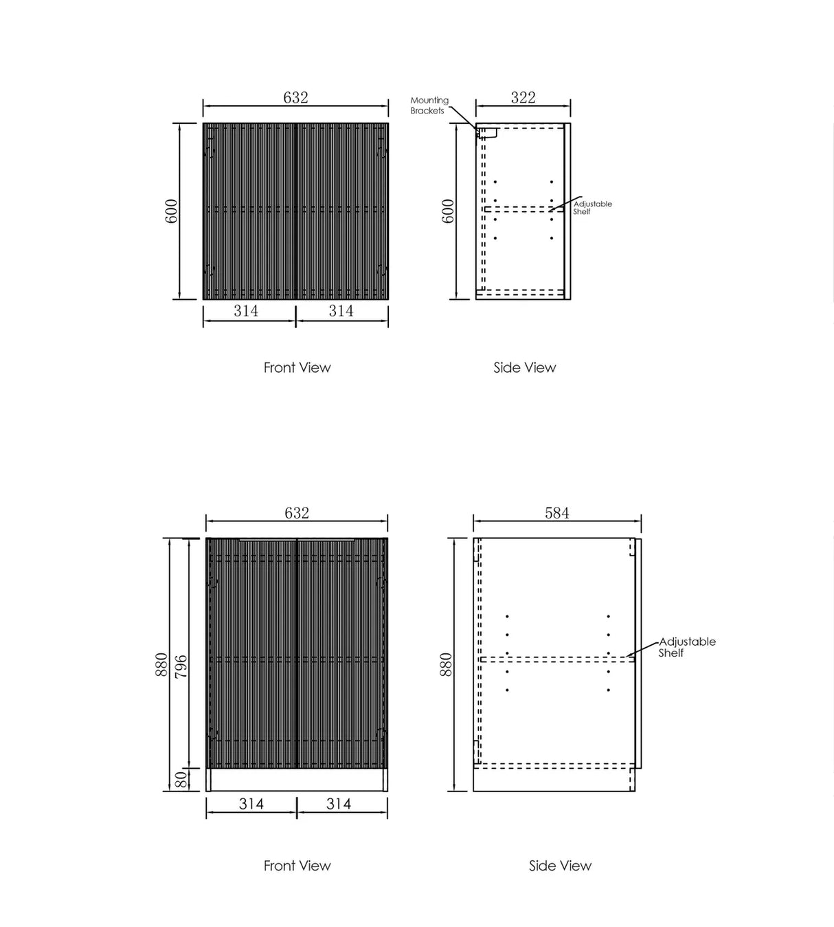 Bondi White Mini Laundry drawing