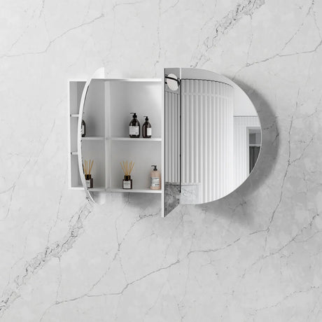 Open Side view of mounted Bondi White Shaving Cabinet - 1500 x 900mm in the wall