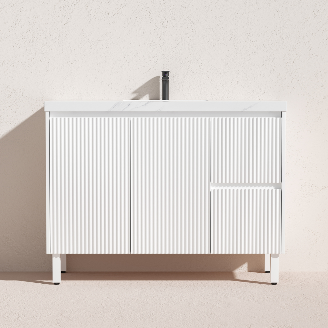 Matte White Right Hand Brighton PVC Floor Vanity 1200mm