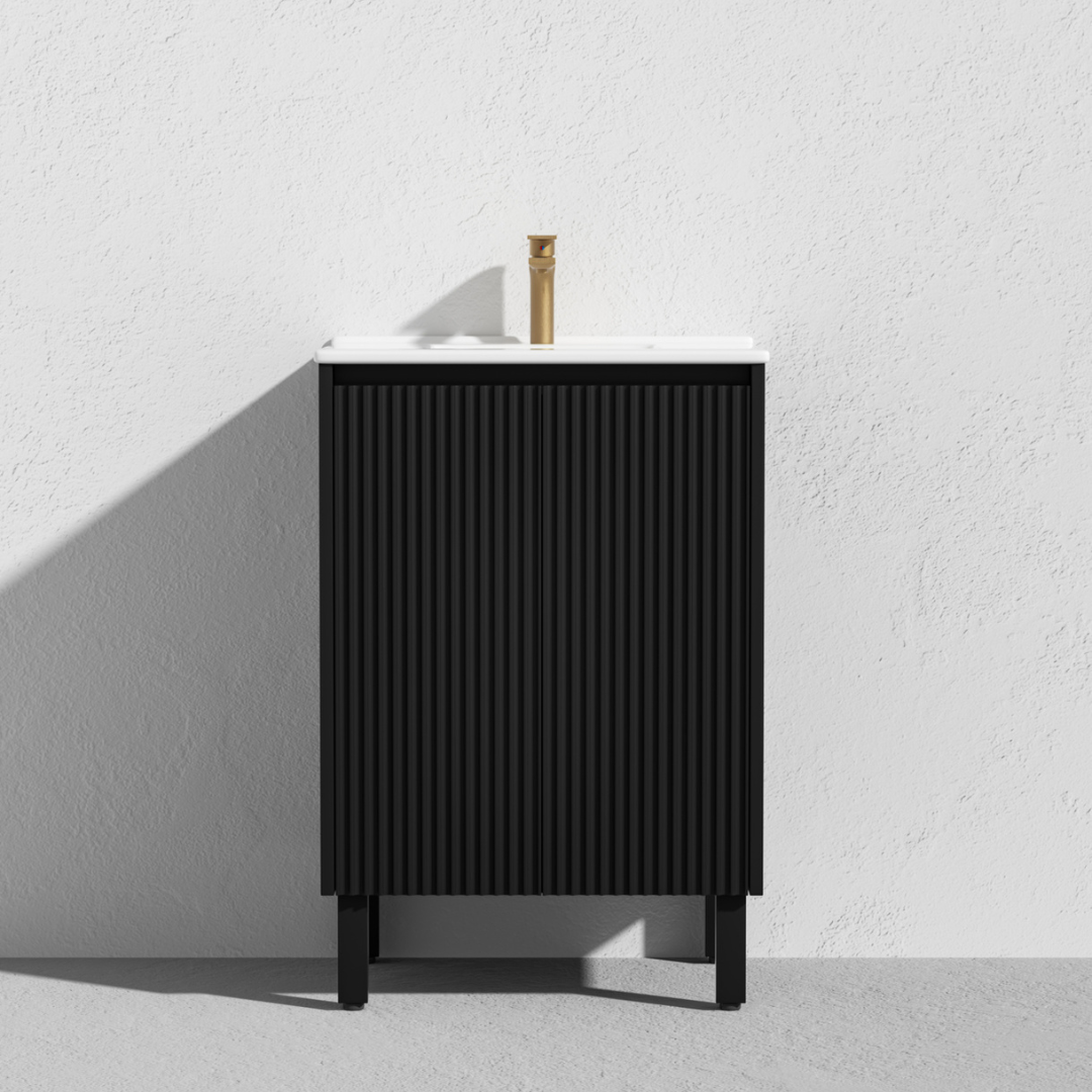 Matte black Brighton PVC Floor Vanity 600mm