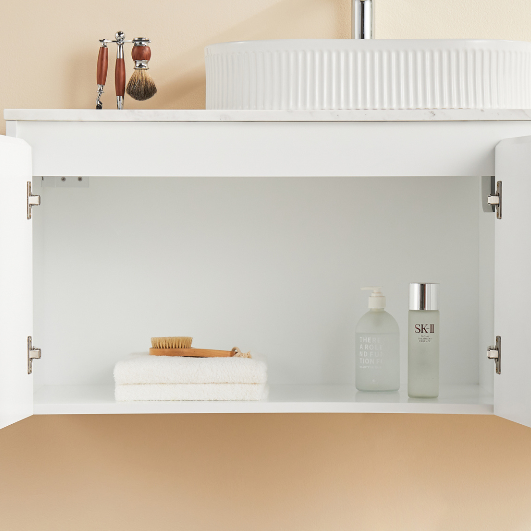 Open matte white Brindabella Wall Hung Vanity 1200mm