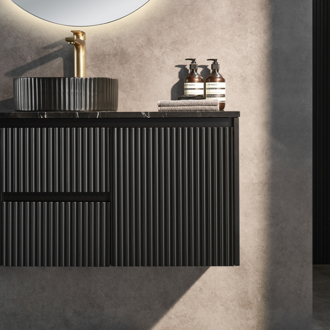 Matte Black Brindabella Wall Hung Vanity Centre Drawer 1200mm