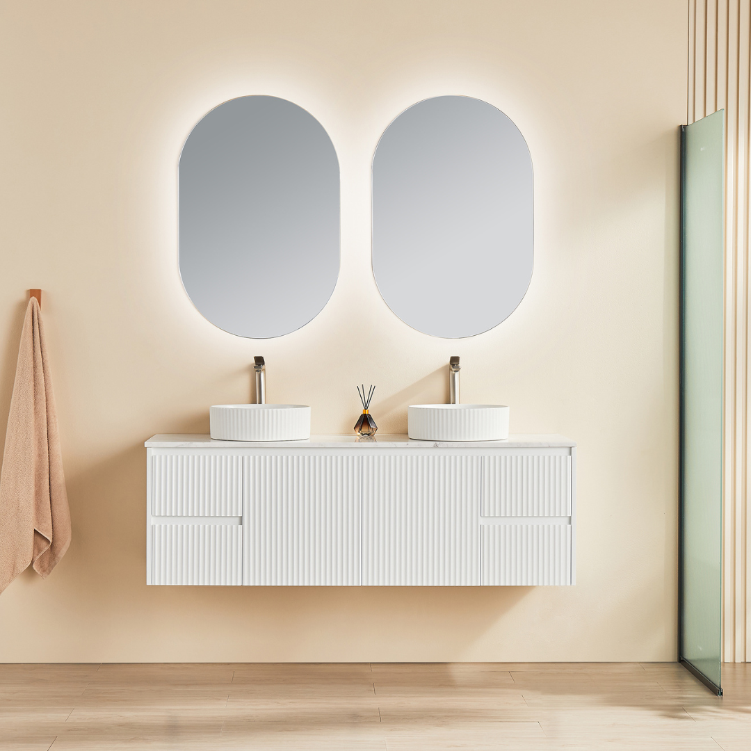 Brindabella 1500mm Wall Hung Vanity Side Drawers - Fluted