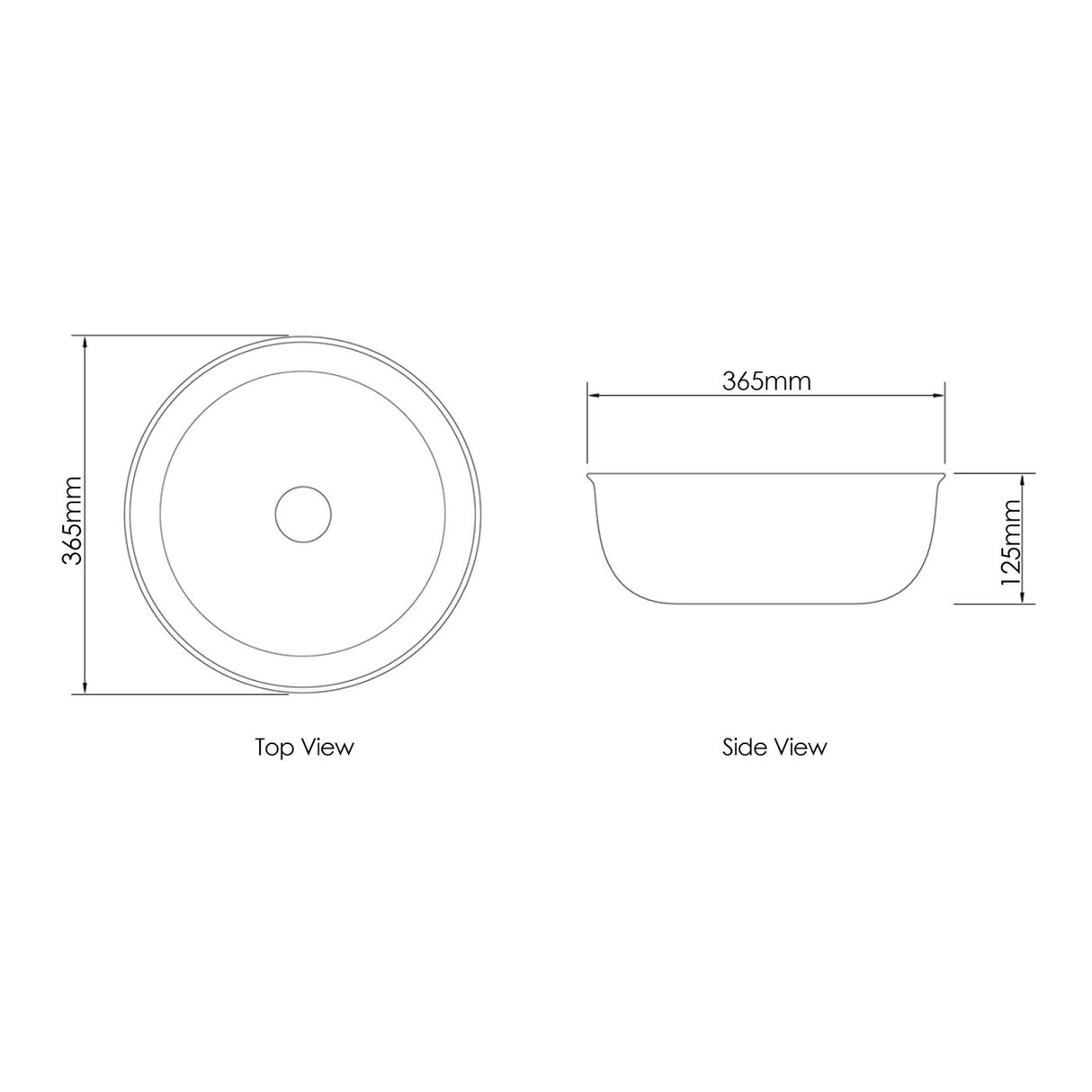 Bronte Round 360x360x130 Basin drawing