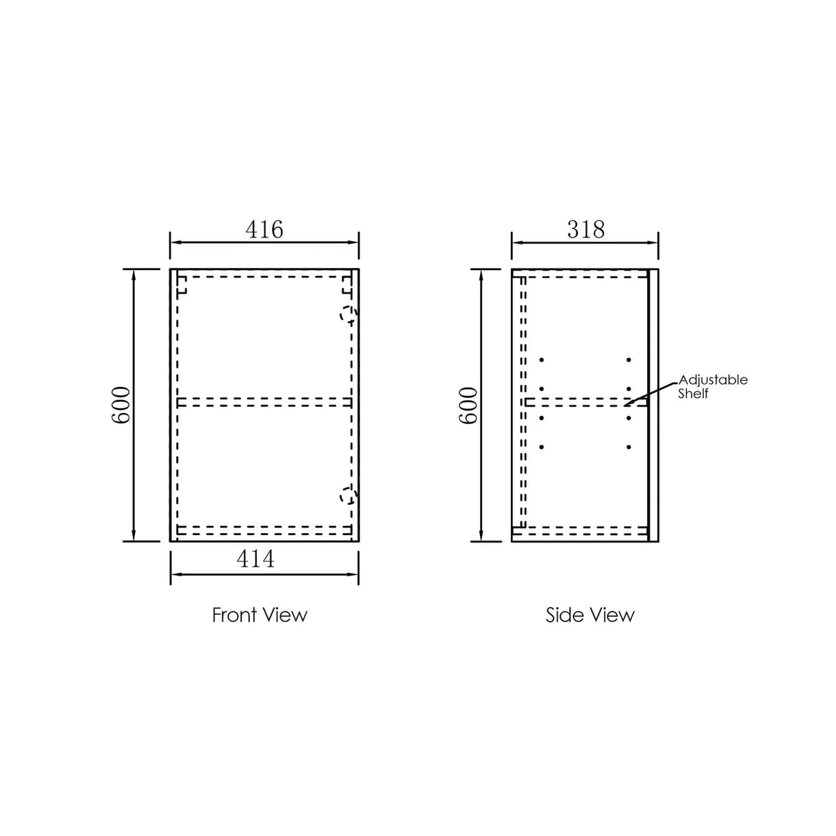 drawing Byron 415 Black Oak Wall Cabinet side