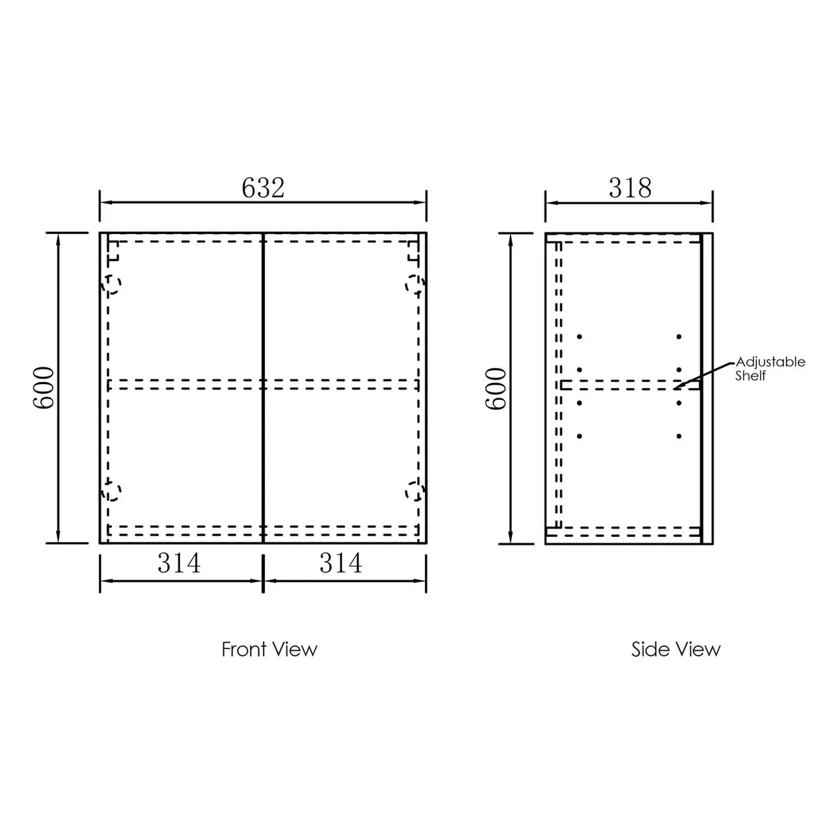 Byron 630 Black Oak Wall Cabinet drawing