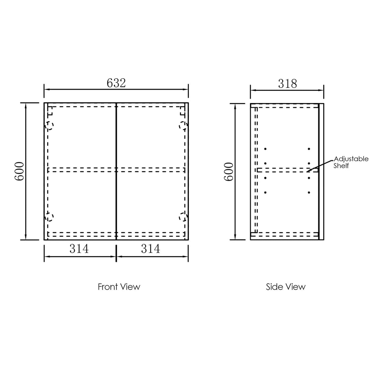 Byron 630 Natural Oak Wall Cabinet drawing