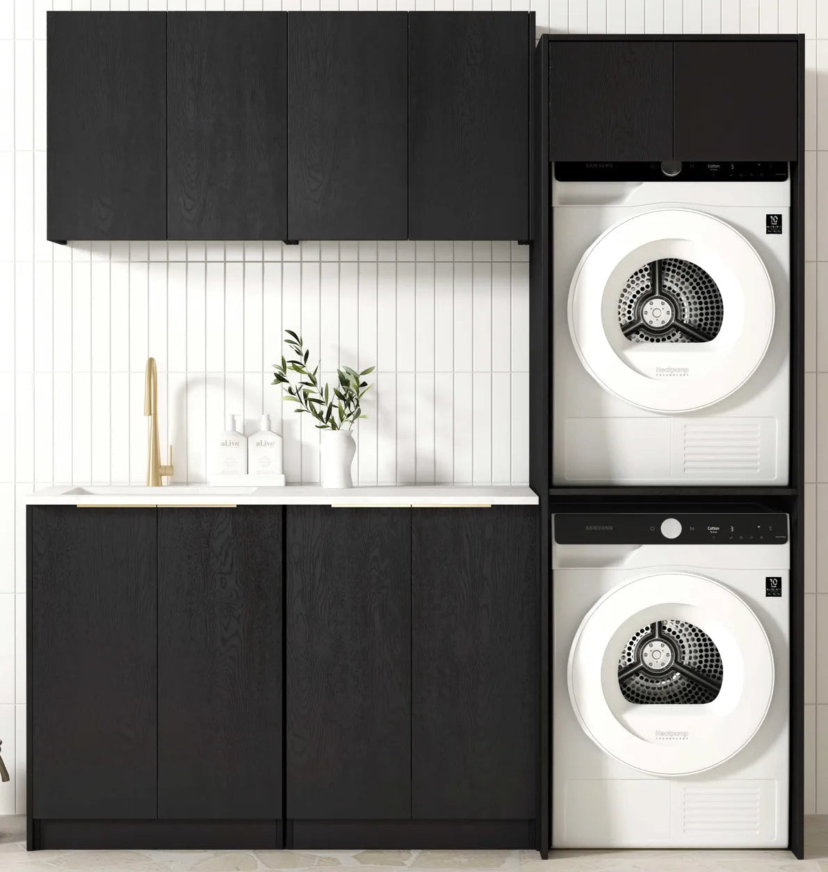 Byron Black Oak Laundry Kit 1960x600x2100