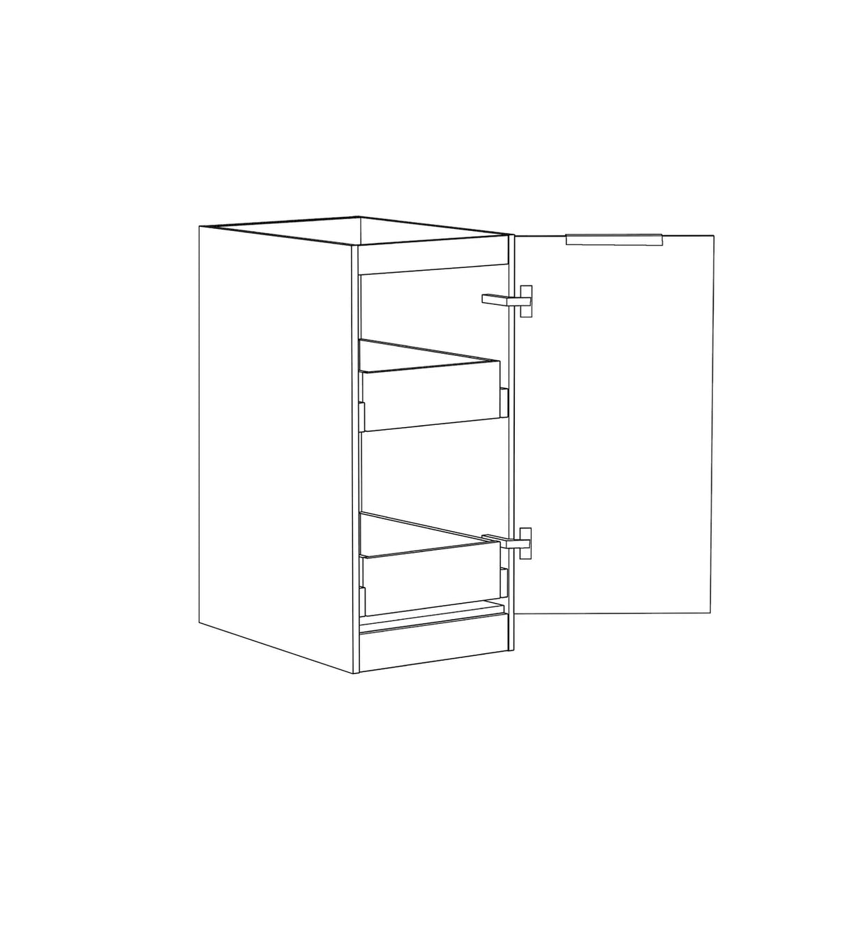 Byron Laundry 415 Black Oak Base Cabinet with internal Drawer drawing