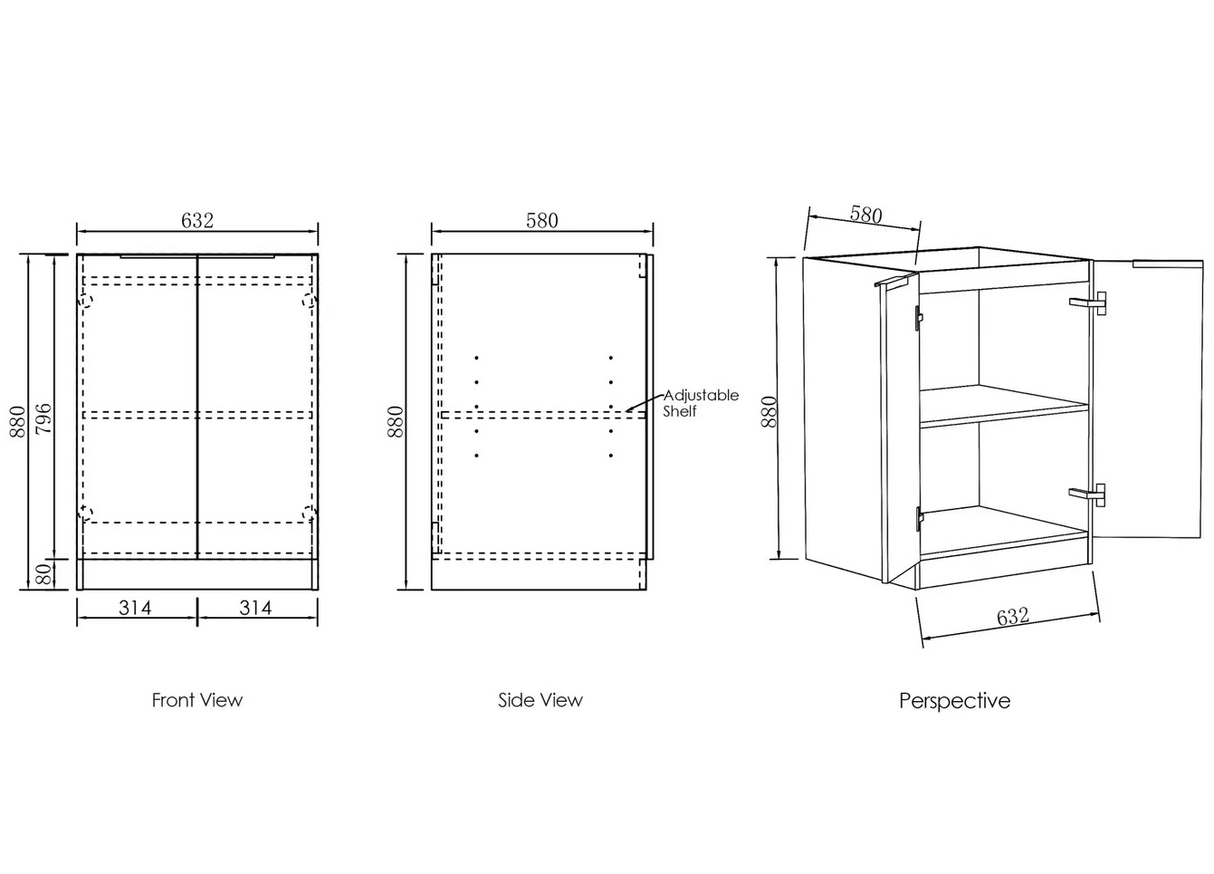 Byron Laundry 630 Natural Oak Base Cabinet drawing