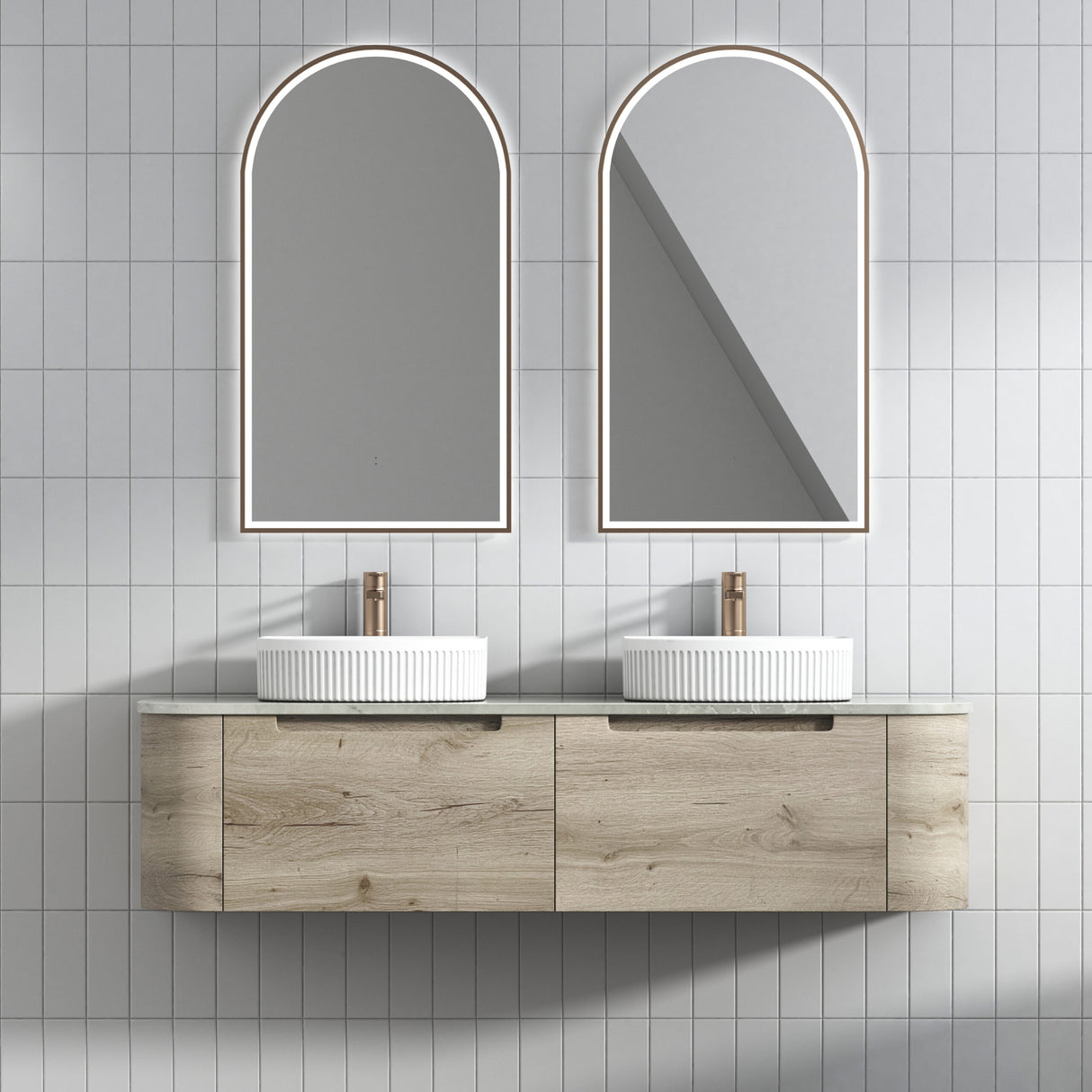Hamilton 1500 Oak Wall Hung Vanity - Curve
