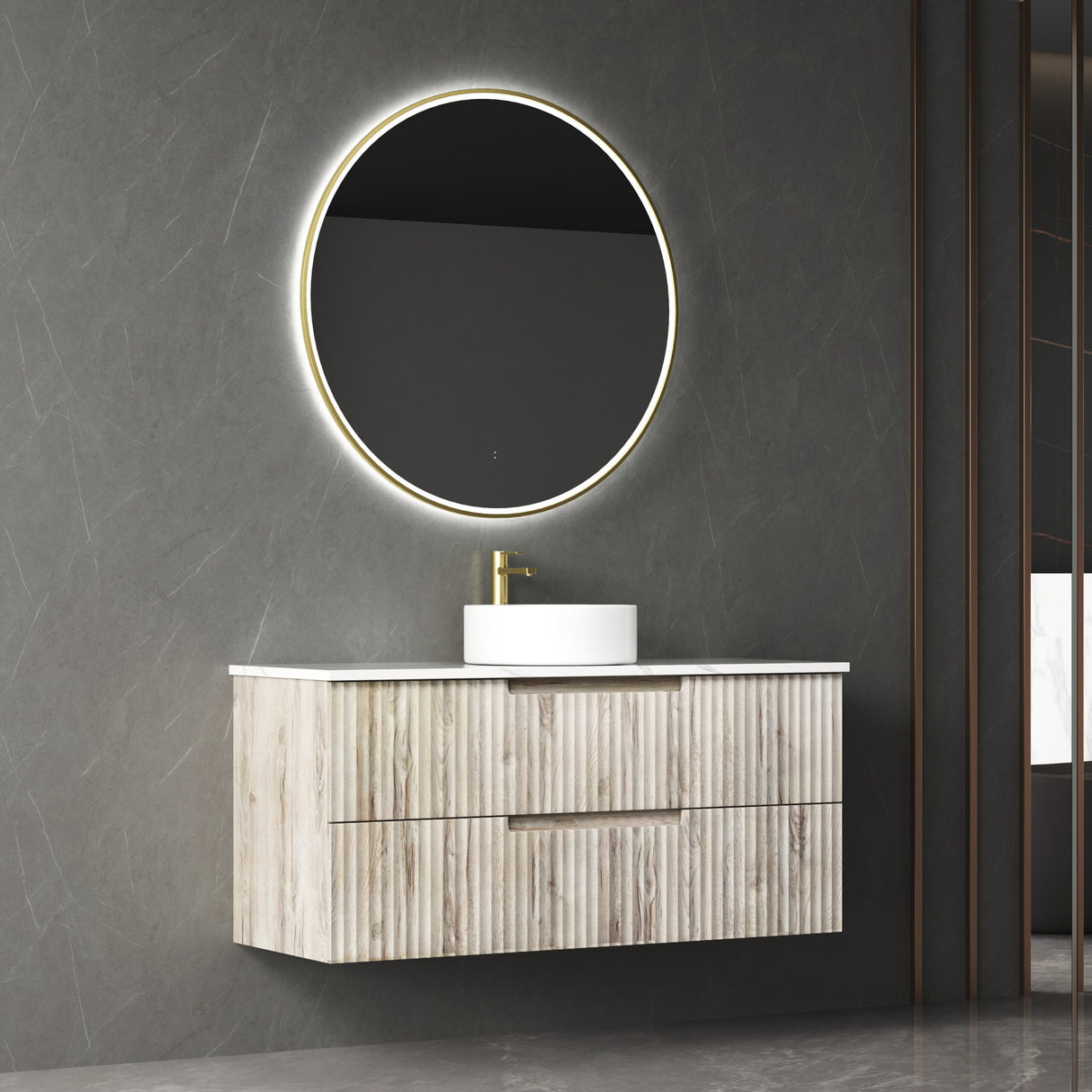 Tuscana 1200mm Oak Wall Hung Vanity - Fluted