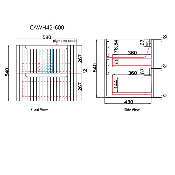Tuscana 600mm Oak Wall Hung Vanity - Fluted