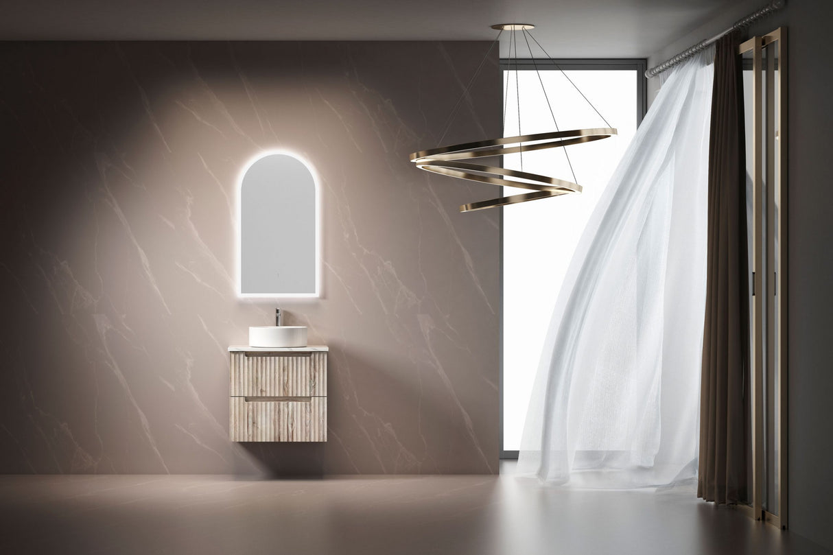 Tuscana 600mm Oak Wall Hung Vanity - Fluted