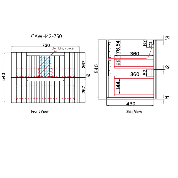 Tuscana 750mm Oak Wall Hung Vanity - Fluted