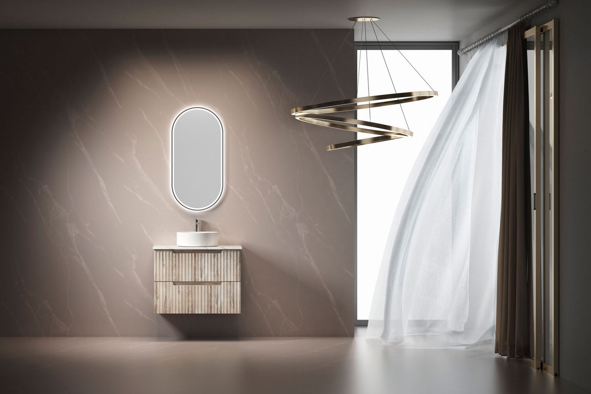 Tuscana 750mm Oak Wall Hung Vanity - Fluted