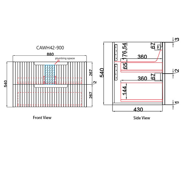 Tuscana 900mm Oak Wall Hung Vanity - Fluted