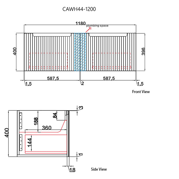 Calder 1200mm Oak Wall Hung Vanity - Fluted