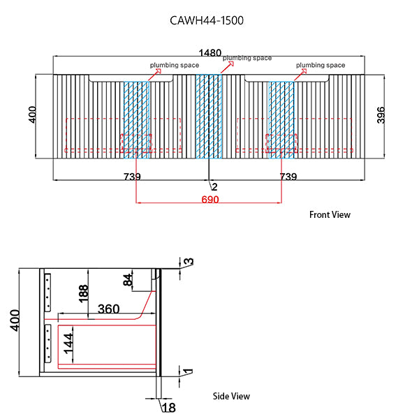 Calder 1500mm Oak Wall Hung Vanity - Fluted