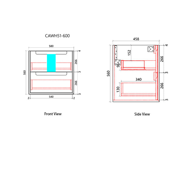 Moreno 600mm Oak Wall Hung Vanity