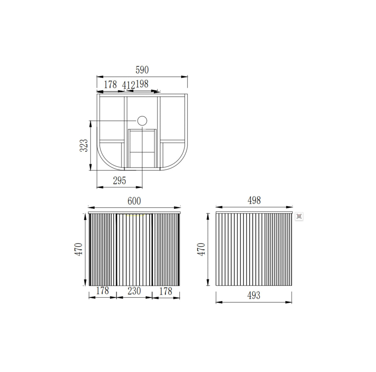 Technical drawing of a bathroom layout with dimensions