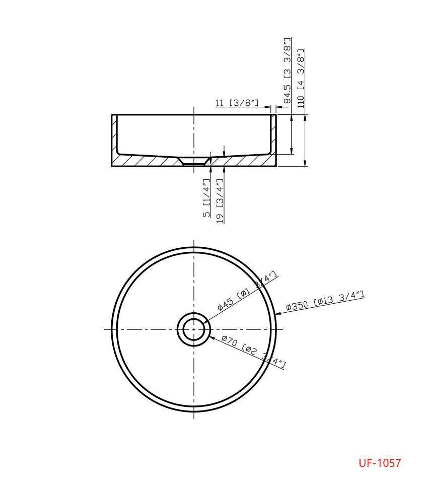 Dover Round Concrete Basin - Concrete drawing details