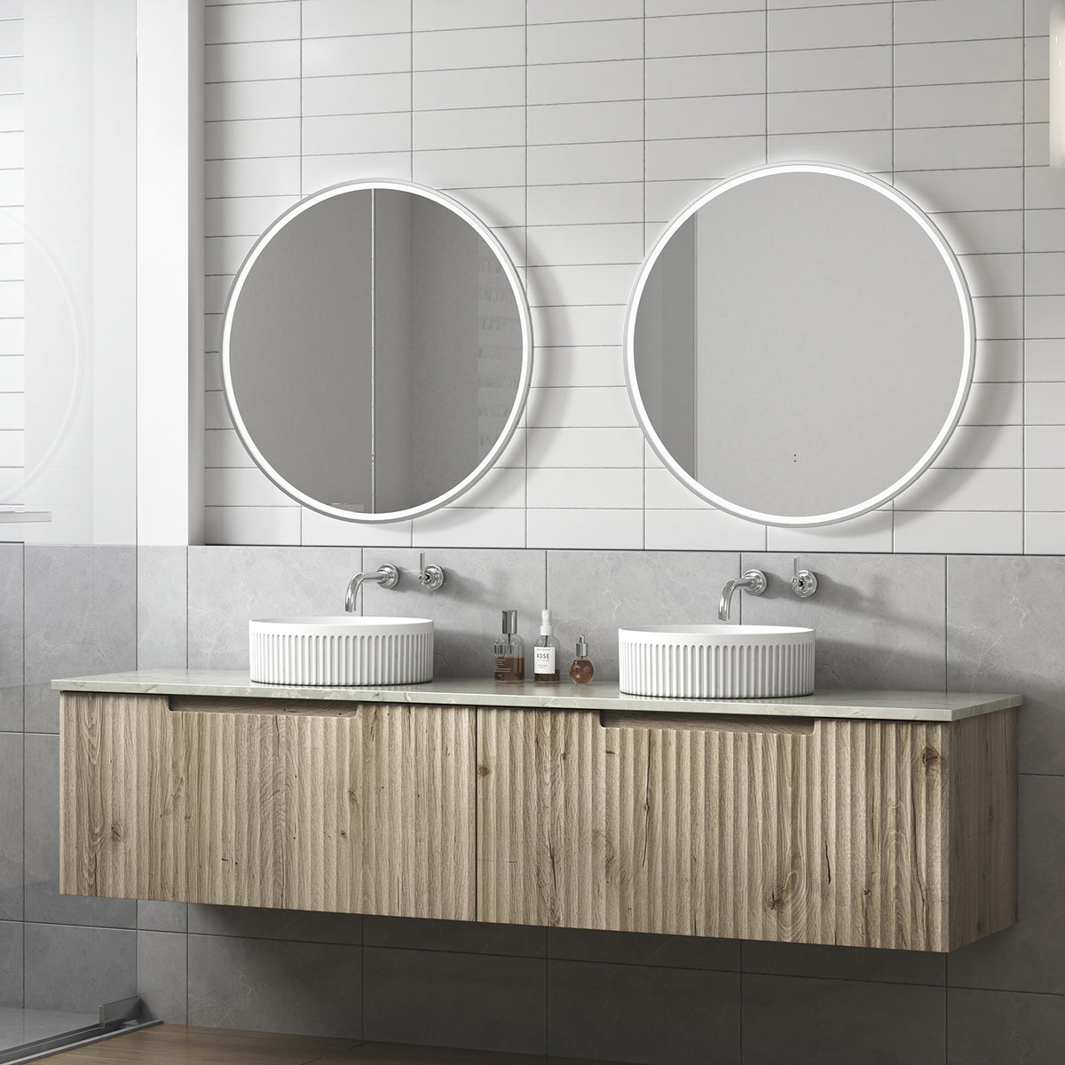 Calder 1800mm Oak Wall Hung Vanity - Fluted – Ava Home Interiors